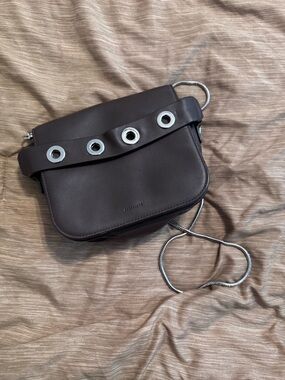 Allsaints Leather Crossbody Bag with Eyelet Detail - Brown